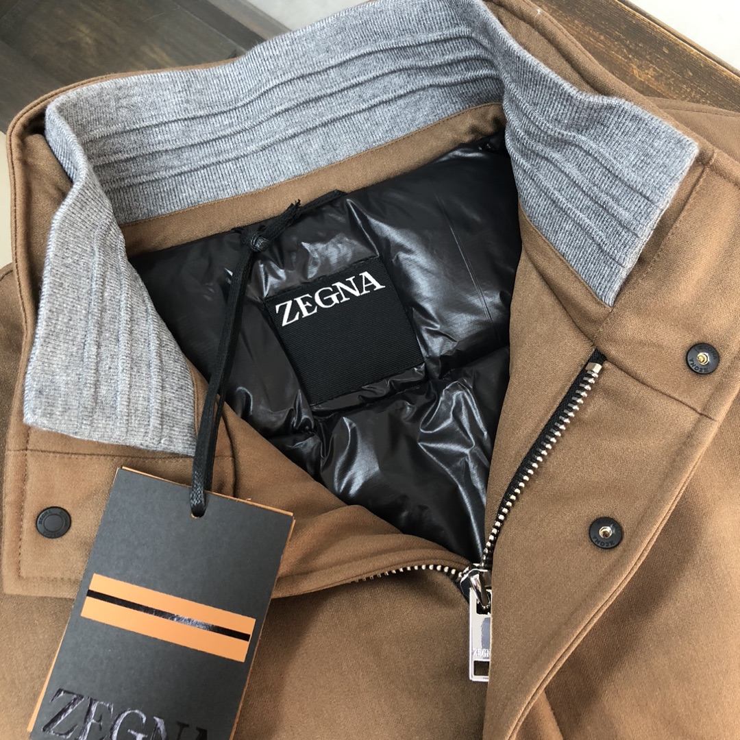 ！ 🆕ZEGNA 杰尼亚 25秋冬最新款立领毛呢中长款羽绒服外套 版型剪裁完美穿着舒适有型，整体视觉感超