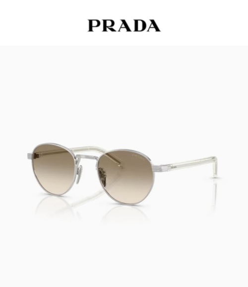 Prada SPR B52 Sunglasses - Round Frame, Gradient Lenses, Silver Finish 1 Prada SPR B52 Sunglasses - Round Frame, Gradient Lenses, Silver Finish