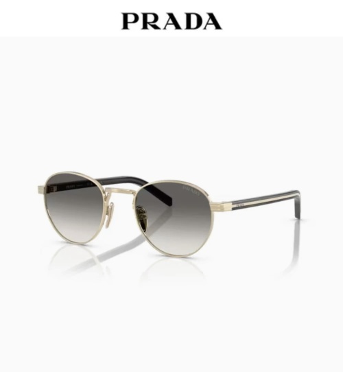 Prada SPR B52 Gold Metal Round Sunglasses, Gradient Lenses, 49mm 1 Prada SPR B52 Gold Metal Round Sunglasses, Gradient Lenses, 49mm