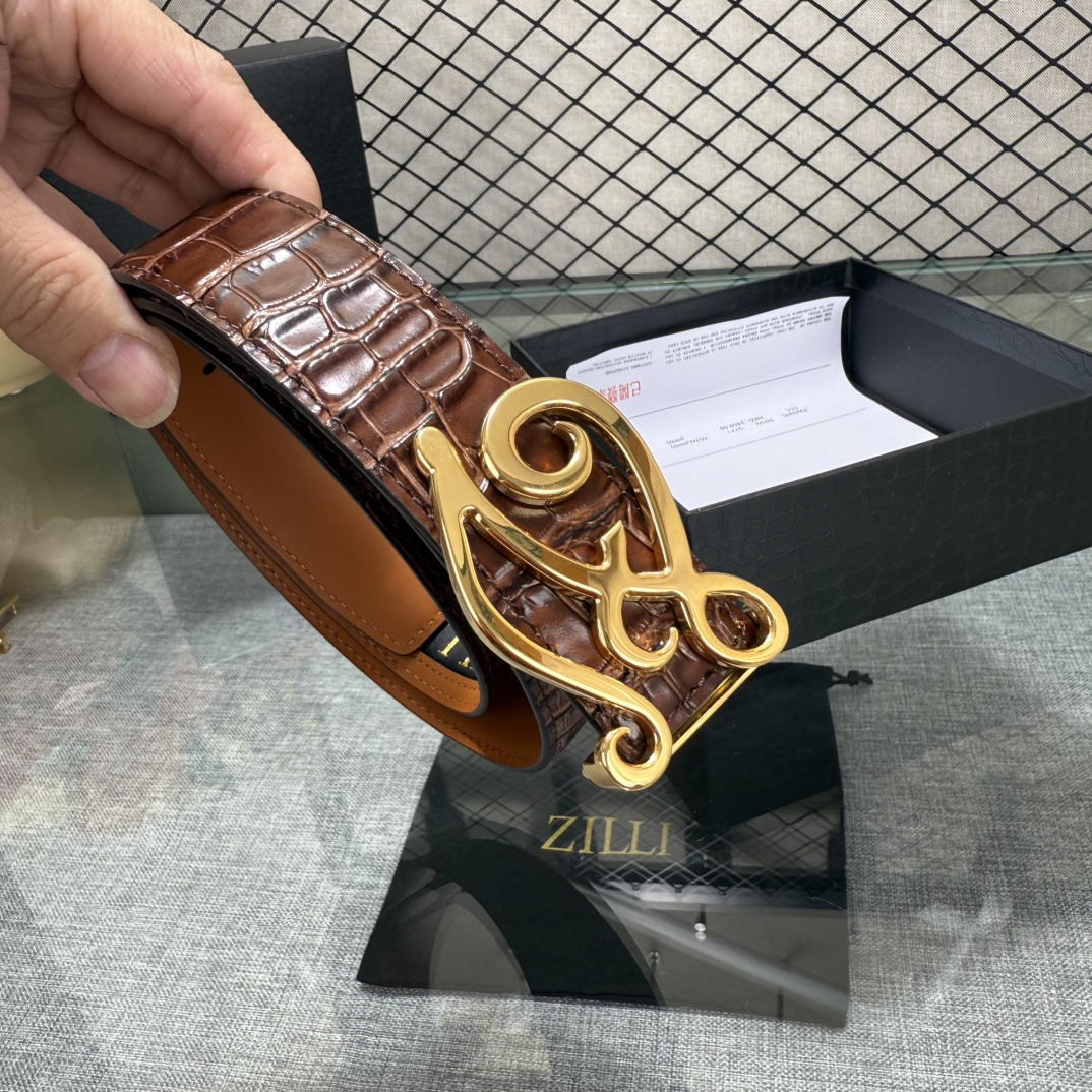 ZILLI泽力💋原单 进口意大利原厂定製小牛皮新款專用，宽3.5顶级做工品质 简约百搭 原单五金💓💓💓
