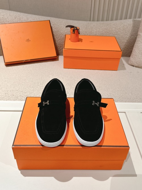 Hermes Men's Loafers in Black Suede with Classic Buckle Detail - Size 35-45 1 Hermes Men's Loafers in Black Suede with Classic Buckle Detail - Size 35-45