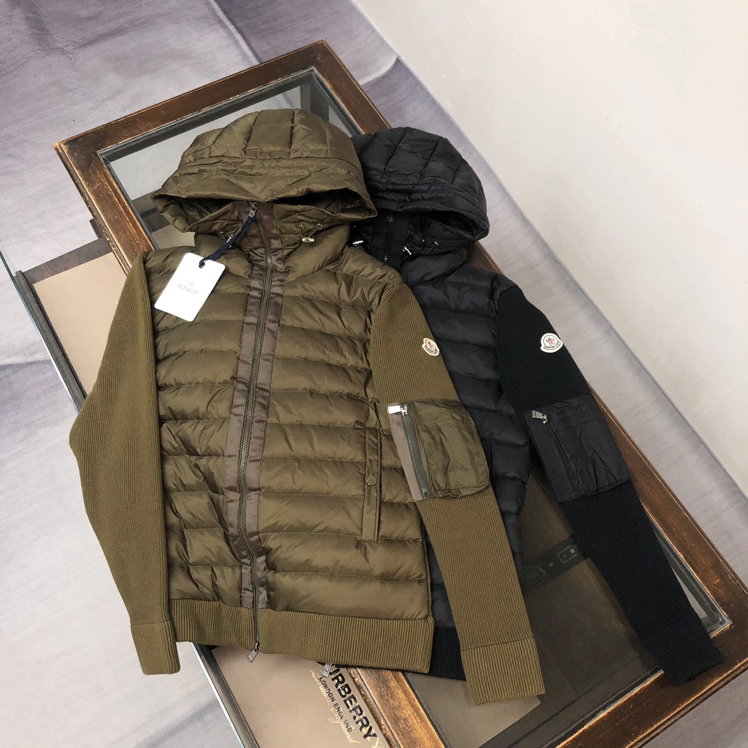 🆕🆕上新 Moncler 蒙口羽绒男士羊毛拼接连帽针织男士羽绒夹克外套！秋冬新品内搭神器!!!其实在国内