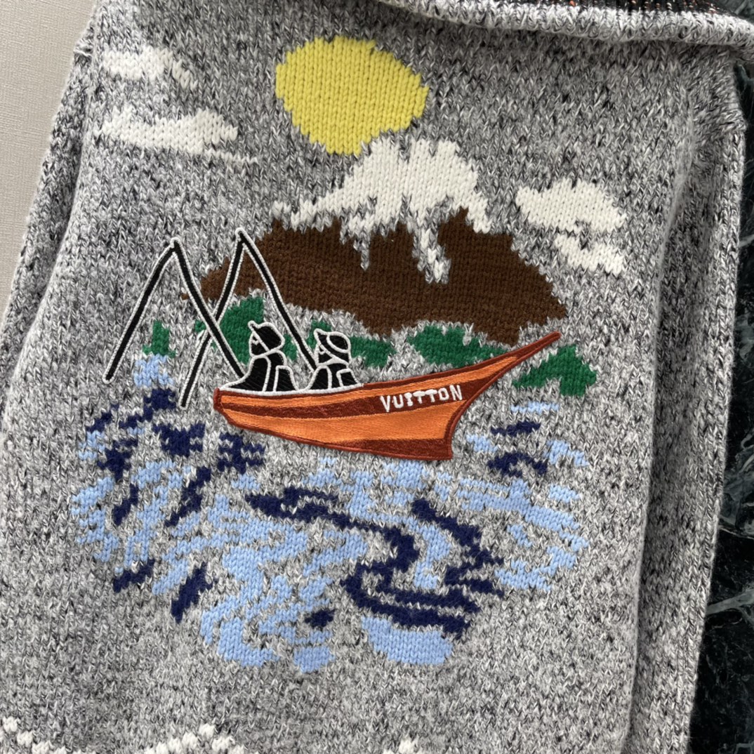 路易 25秋冬新款 翻领拉链针织外套 Pharrell Williams X Nigo联名款 本款针织束