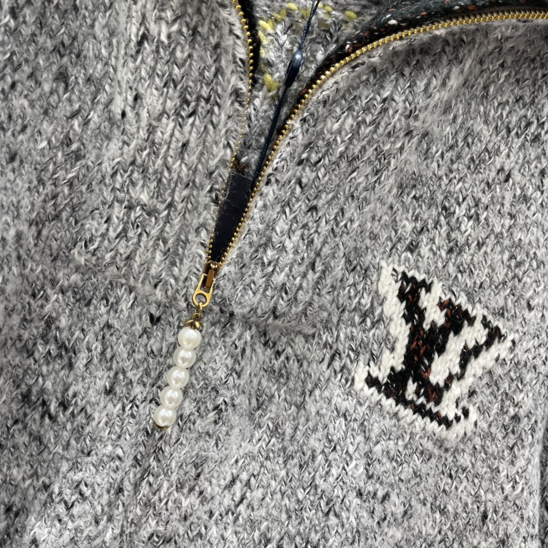 路易 25秋冬新款 翻领拉链针织外套 Pharrell Williams X Nigo联名款 本款针织束