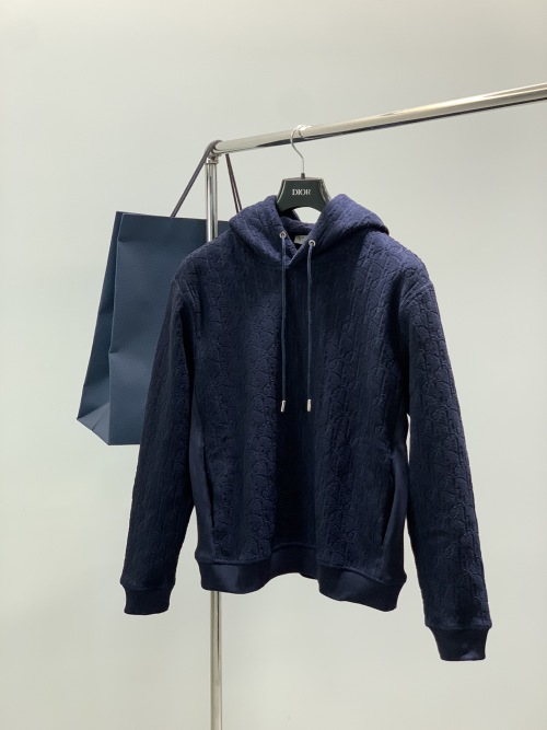 Dior Women's Navy Blue Fleece Hoodie with Embroidered Logo - S to XL 1 Dior Women's Navy Blue Fleece Hoodie with Embroidered Logo - S to XL