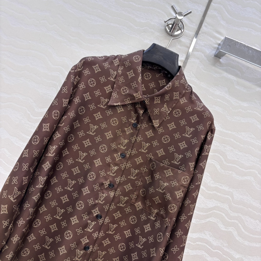 独家首发❤️原单品质💕秋冬新配色系列经典MONOGRAM印花真丝衬衫！100%真丝斜纹绸，宋茜同款，不挑