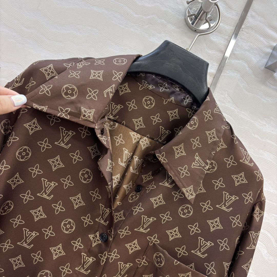 独家首发❤️原单品质💕秋冬新配色系列经典MONOGRAM印花真丝衬衫！100%真丝斜纹绸，宋茜同款，不挑