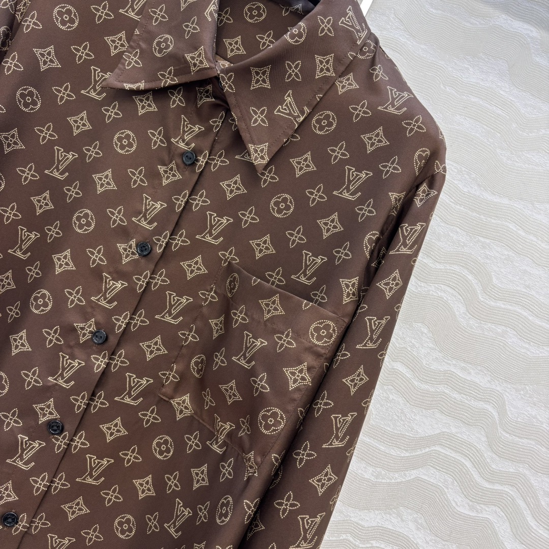 独家首发❤️原单品质💕秋冬新配色系列经典MONOGRAM印花真丝衬衫！100%真丝斜纹绸，宋茜同款，不挑