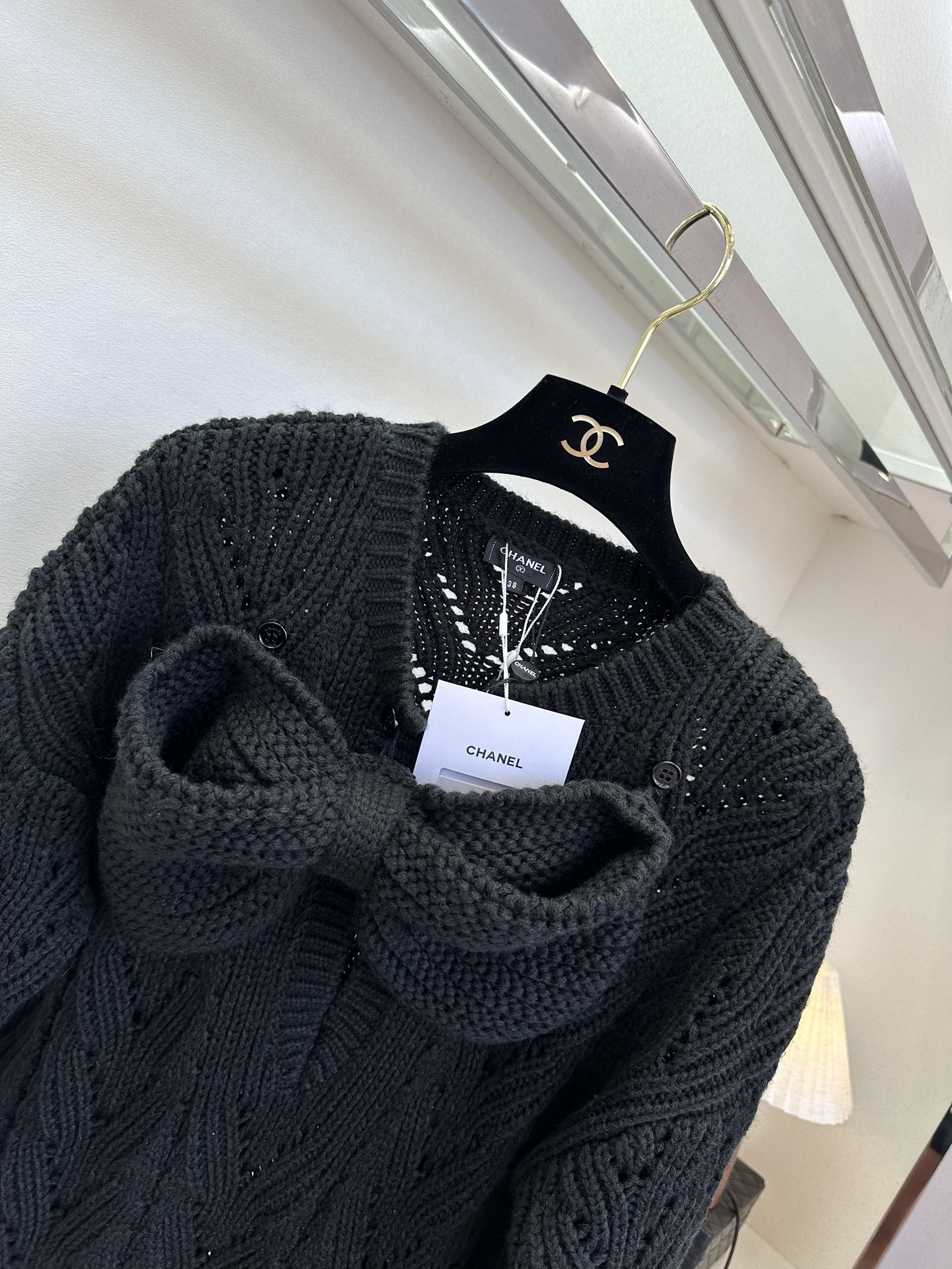 25 F 香香 大蝴蝶结装饰镂空羊毛针织裙 秀场款可可爱爱的大蝴蝶结太软萌了 蝴蝶结是可拆卸的哦² ●S