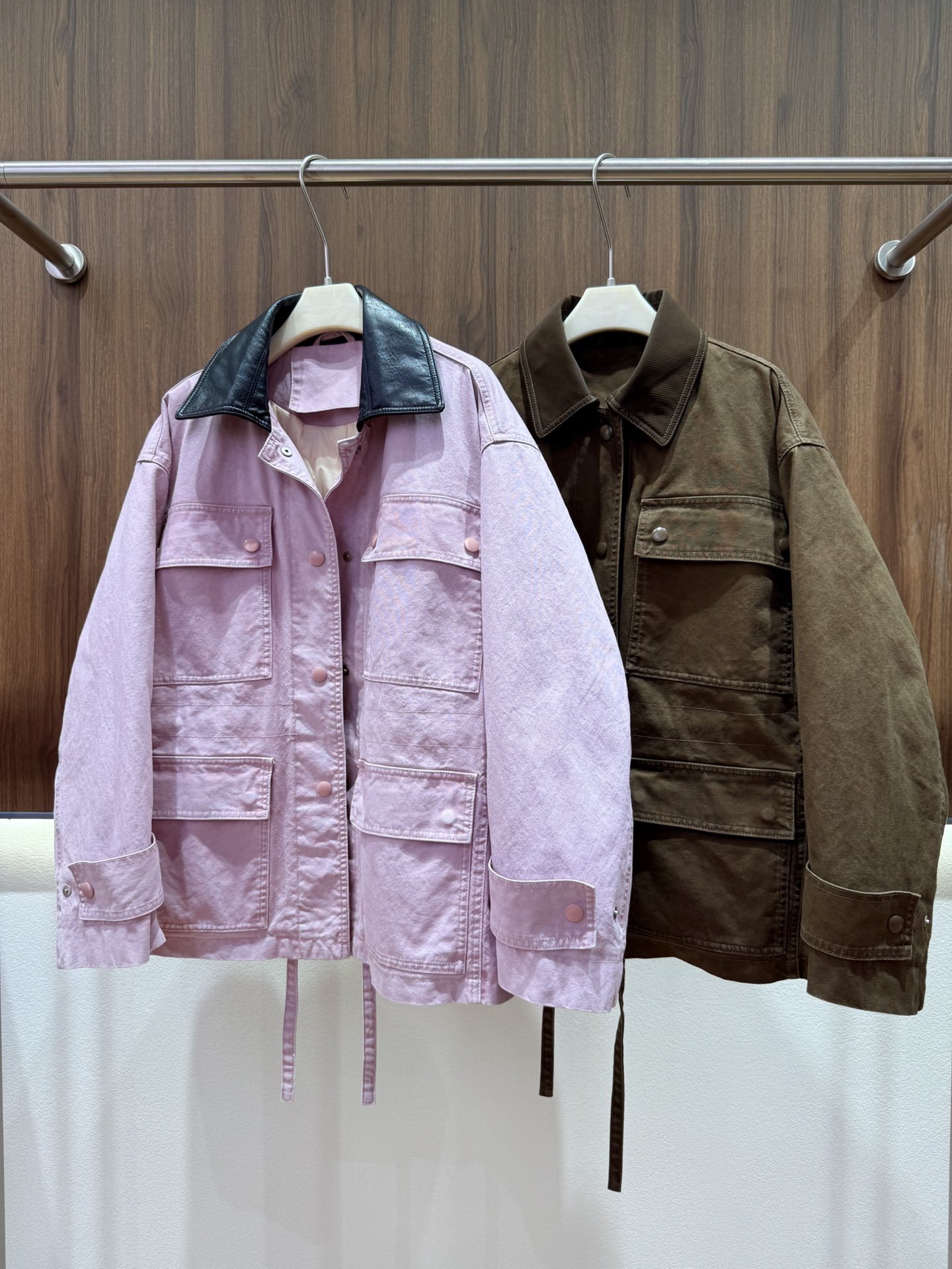 Women's Winter Denim Puffer Jacket with Faux Leather Trim & Multiple Pockets