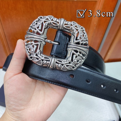 Chrome Hearts Celtic Double Dragon Belt, Sterling Silver & Leather, 3.8cm Width 1 Chrome Hearts Celtic Double Dragon Belt, Sterling Silver & Leather, 3.8cm Width