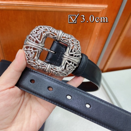 Chrome Hearts Celtic Double Dragon Belt, Sterling Silver Buckle, Black Leather