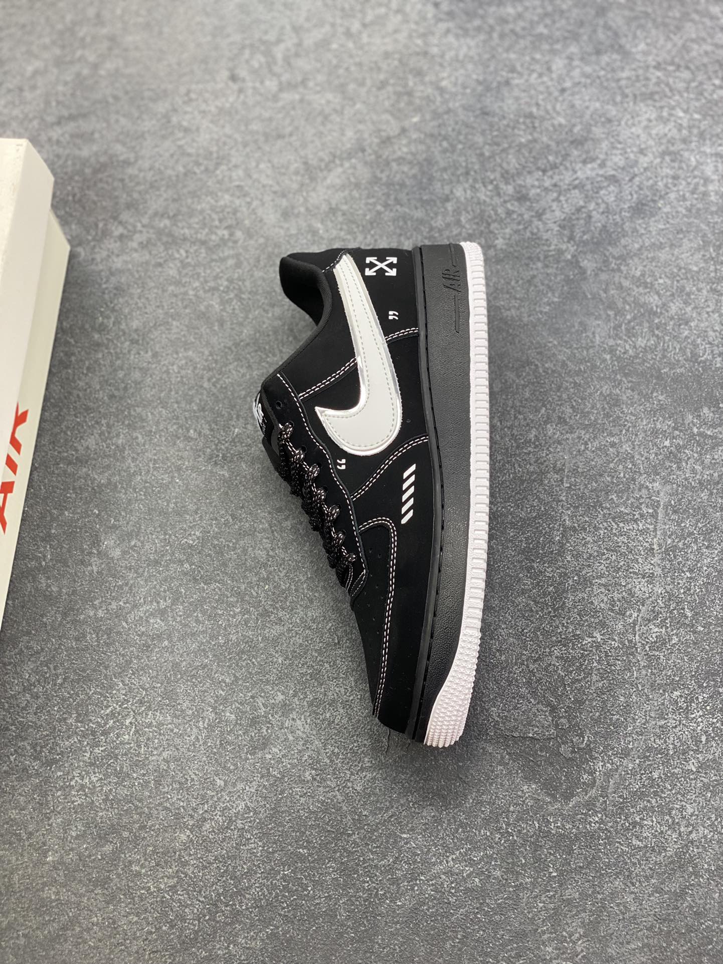 图片[7]-Nike Air Force 1 \’07 Low “OFF-WHITE联名——黑银”空军一号 高端定制 低帮 运动鞋 休闲鞋 折边针车 工艺难度大 原楦头原纸板 原装鞋盒 定制五金配件 内置全掌气垫 原厂鞋底 货号：DK0188-083 尺码：36 36.5 37.5 38 38.5 39 40 40.5 41 42 42.5 43 44 44.5 45-选品中心