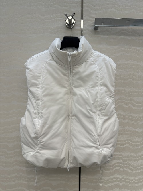 British Style Down Vest for Women, Stand Collar Padded Jacket, Drawstring 1 British Style Down Vest for Women, Stand Collar Padded Jacket, Drawstring