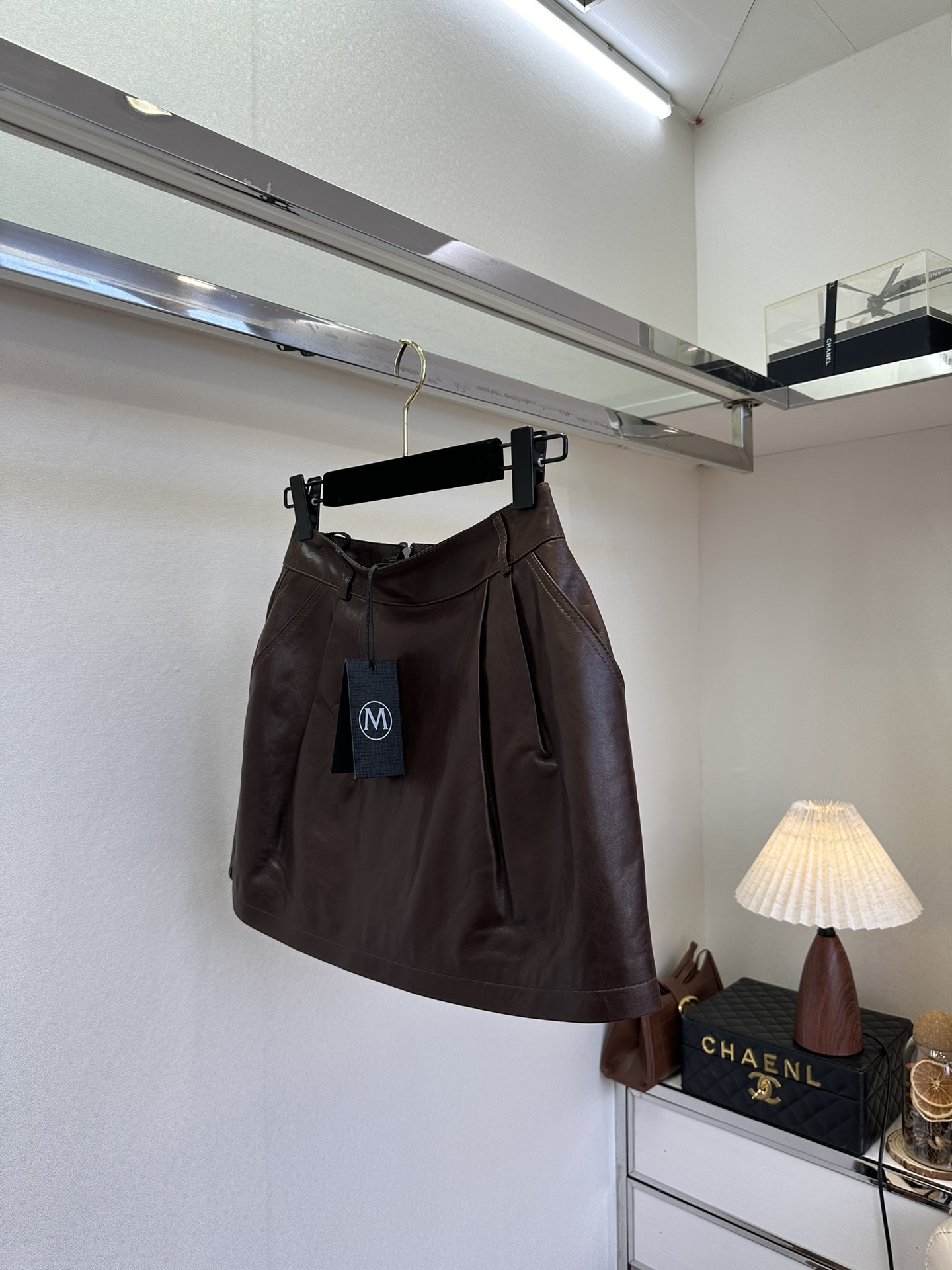 A-Line Faux Leather Mini Skirt - High Waist, Back Zipper, Comfortable Fit 4 i1760365382 1936 2