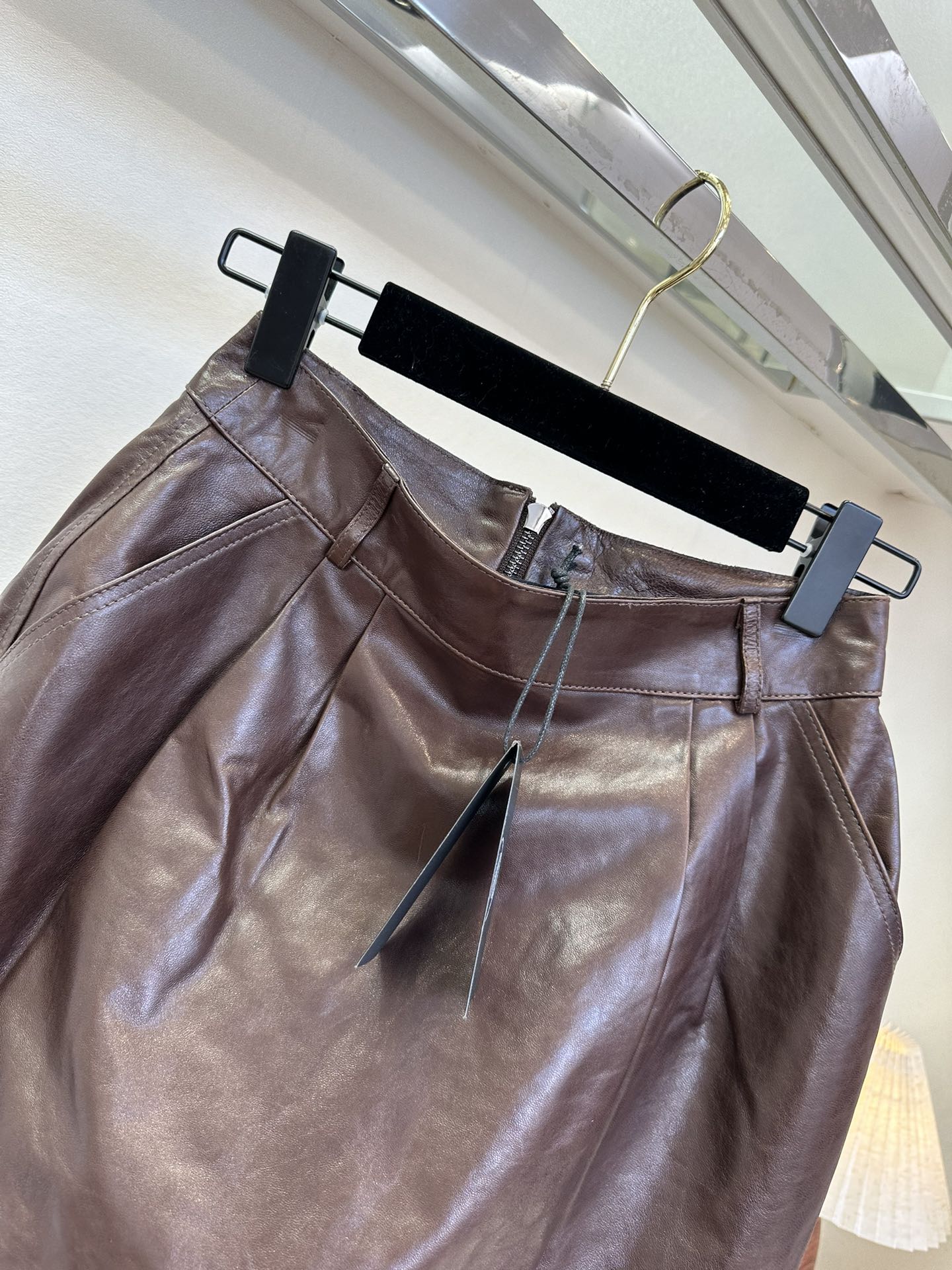 A-Line Faux Leather Mini Skirt - High Waist, Back Zipper, Comfortable Fit 7 i1760365382 2840 5