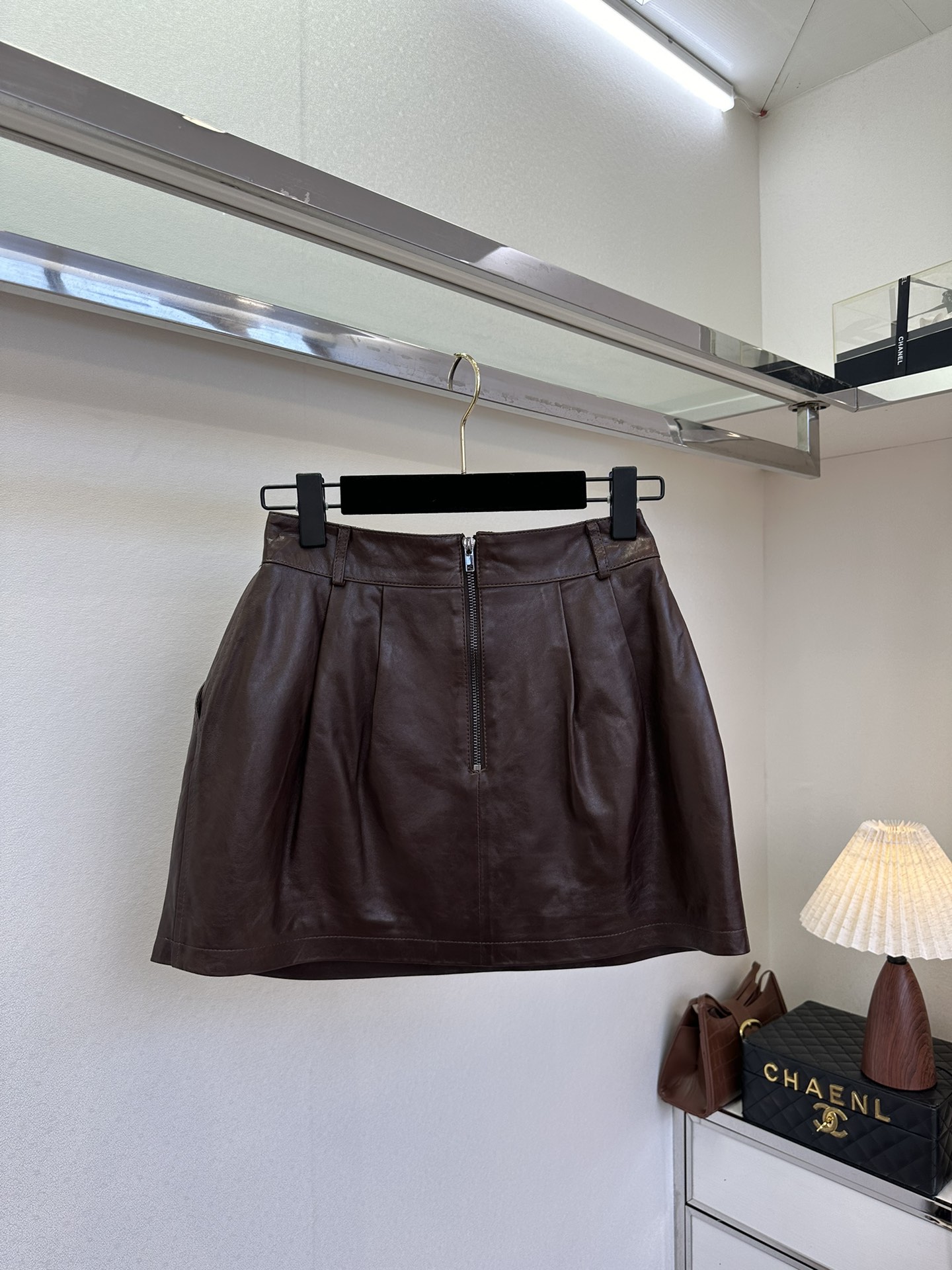 A-Line Faux Leather Mini Skirt - High Waist, Back Zipper, Comfortable Fit 3 i1760365382 5575 1