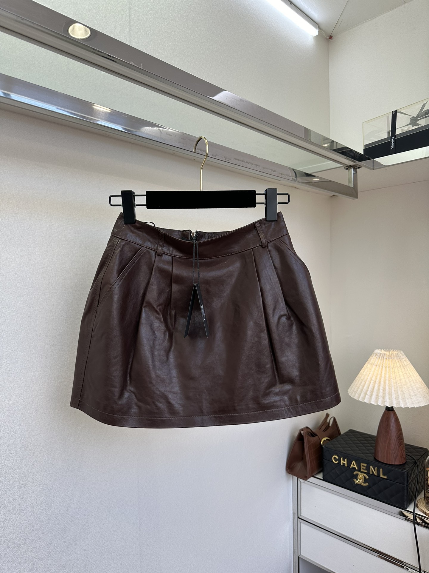 A-Line Faux Leather Mini Skirt - High Waist, Back Zipper, Comfortable Fit 2 i1760365382 6356 0