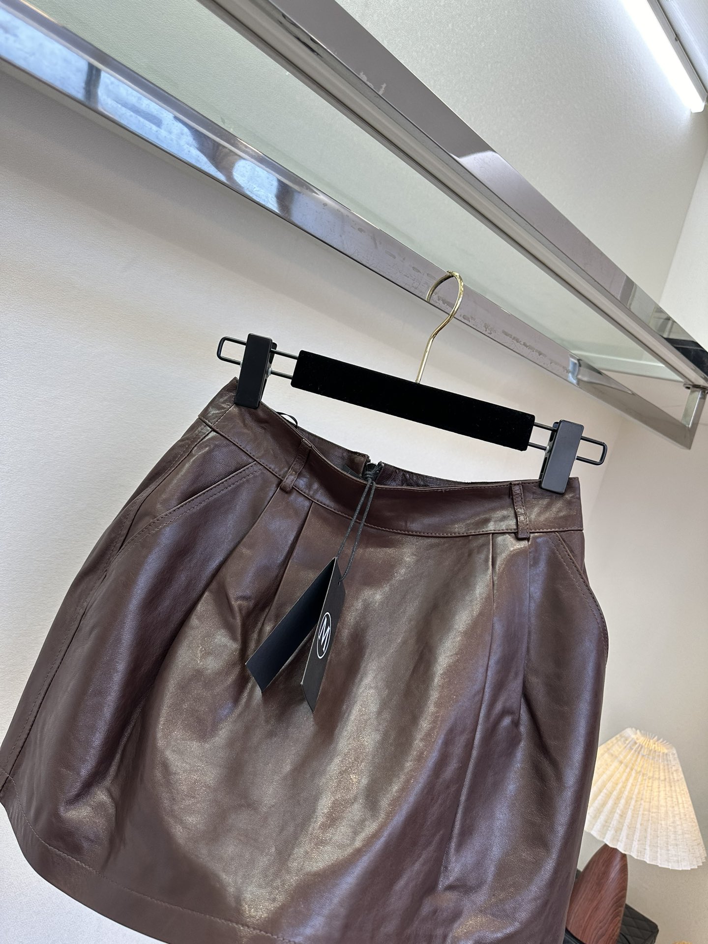 A-Line Faux Leather Mini Skirt - High Waist, Back Zipper, Comfortable Fit 6 i1760365382 8156 4