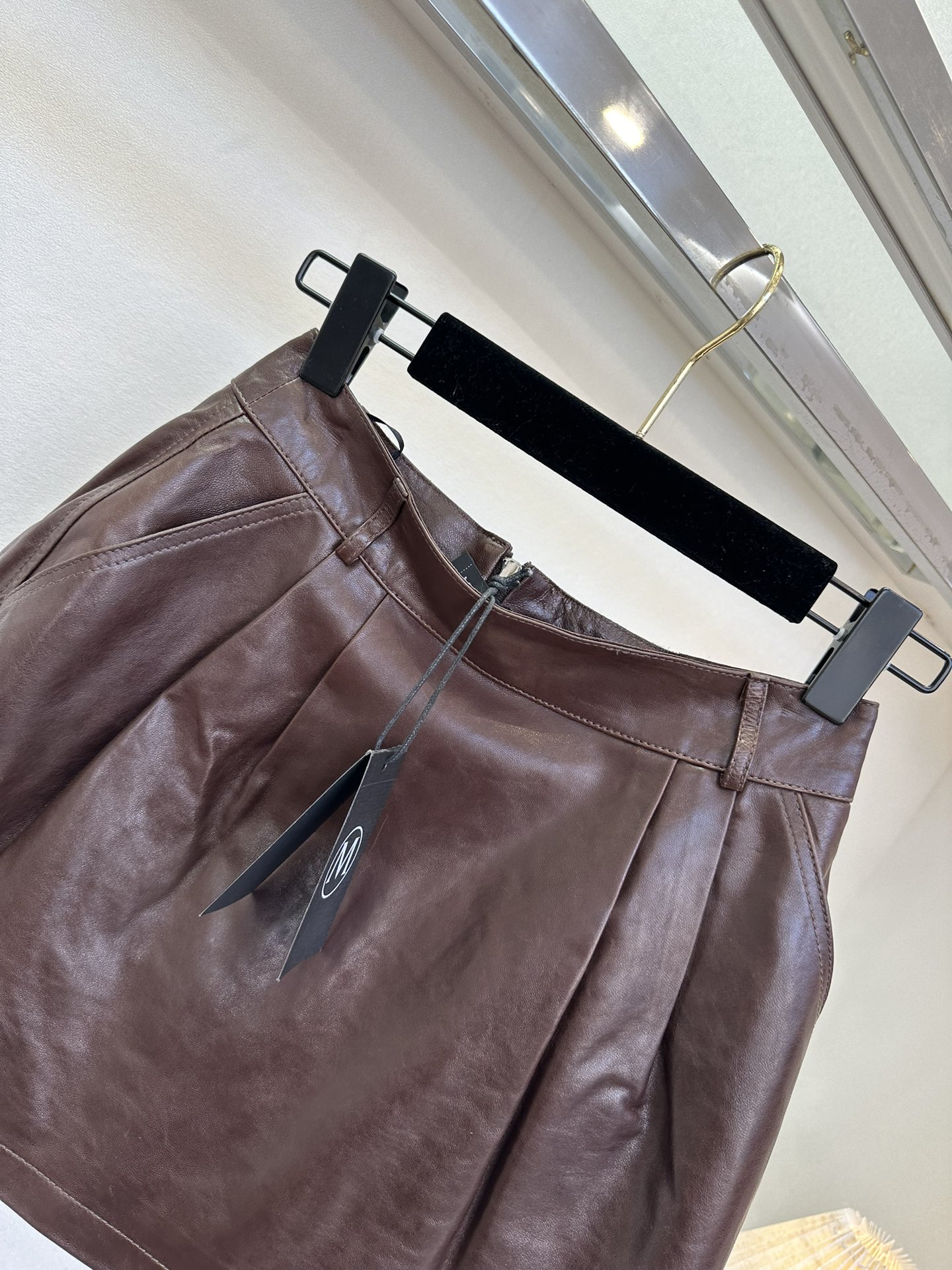 A-Line Faux Leather Mini Skirt - High Waist, Back Zipper, Comfortable Fit 5 i1760365382 8358 3
