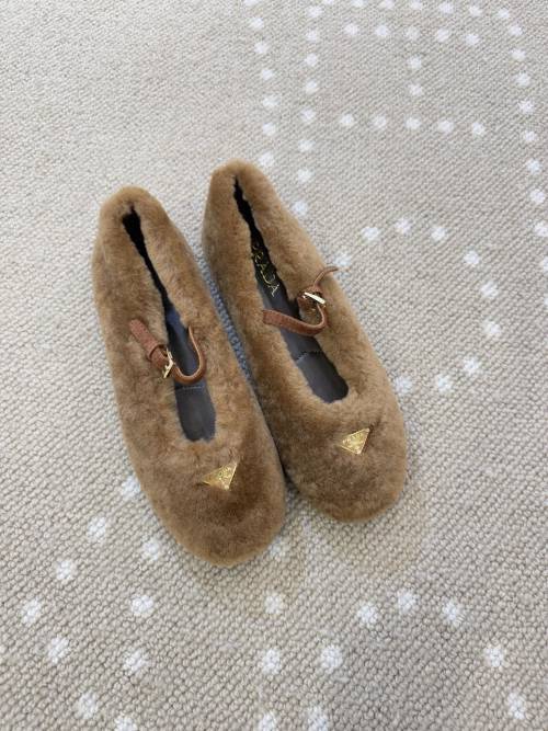Prada Wool Mary Jane Flats with Iconic Triangle Logo - Stylish & Comfortable 1 Prada Wool Mary Jane Flats with Iconic Triangle Logo - Stylish & Comfortable