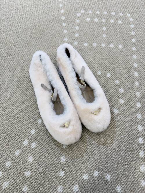 Prada Mary Jane Wool Shoes with Triangle Logo and Adjustable Strap 1 Prada Mary Jane Wool Shoes with Triangle Logo and Adjustable Strap