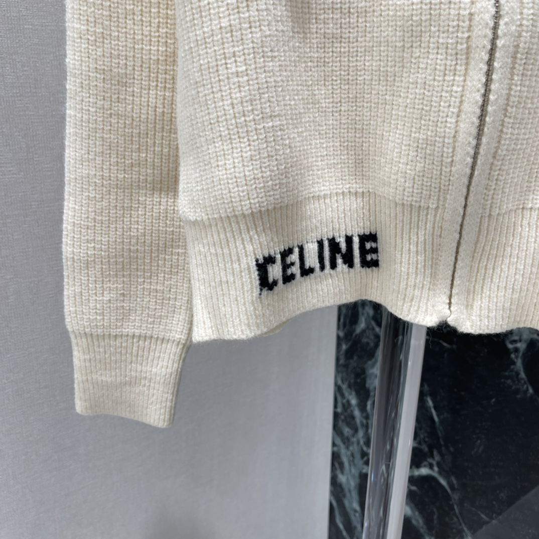 CE 25秋冬新款 连帽刺绣针织开衫 经典 logo图案章仔装饰下摆字母logo提花点缀yb开模logo