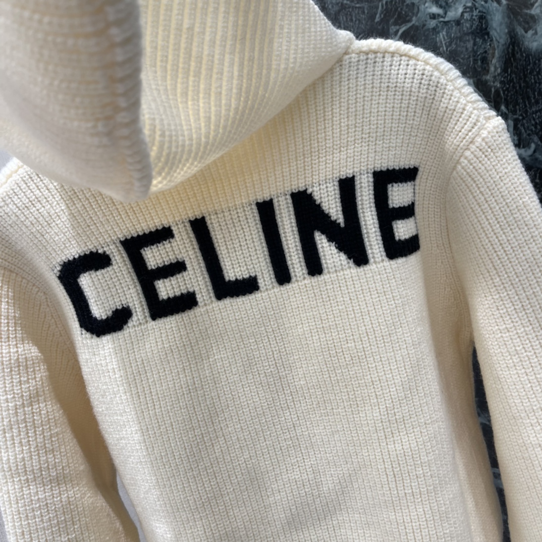 CE 25秋冬新款 连帽刺绣针织开衫 经典 logo图案章仔装饰下摆字母logo提花点缀yb开模logo