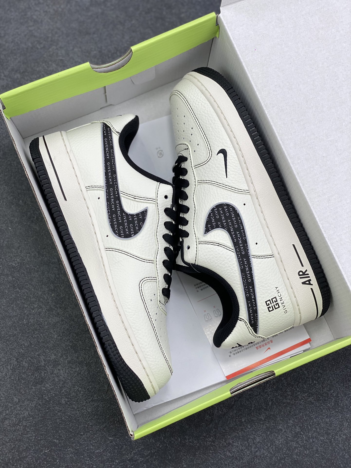 图片[9]-高端定制Nike Air Force 1 \’07 Low “纪梵希联名—米白黑灰双钩 ” 高端定制 低帮休闲板鞋 定制鞋盒 大厂纯原品质出货 超高清洁度 皮料切割干净无任何毛边 细节完美 货号：KX2532-506 尺码：36 36.5 37.5 38 38.5 39 40 40.5 41 42 42.5 43 44 44.5 45-选品中心