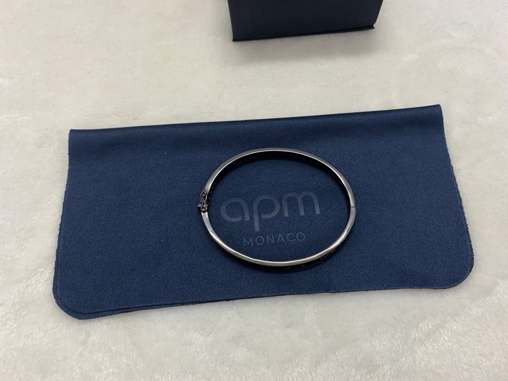APM 海蓝色摩斯密码银手镯简约时尚高级设计感