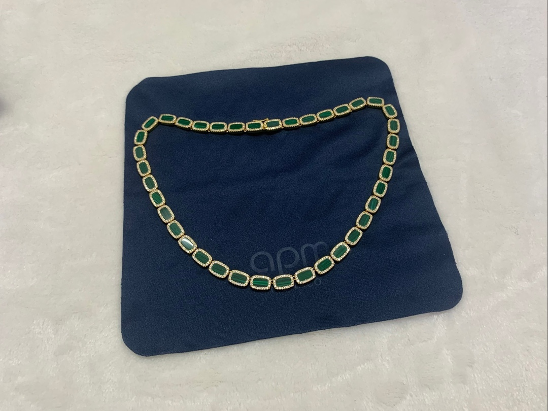 APm Monaco孔雀石项圈时尚前卫几何设计感饰品礼物。