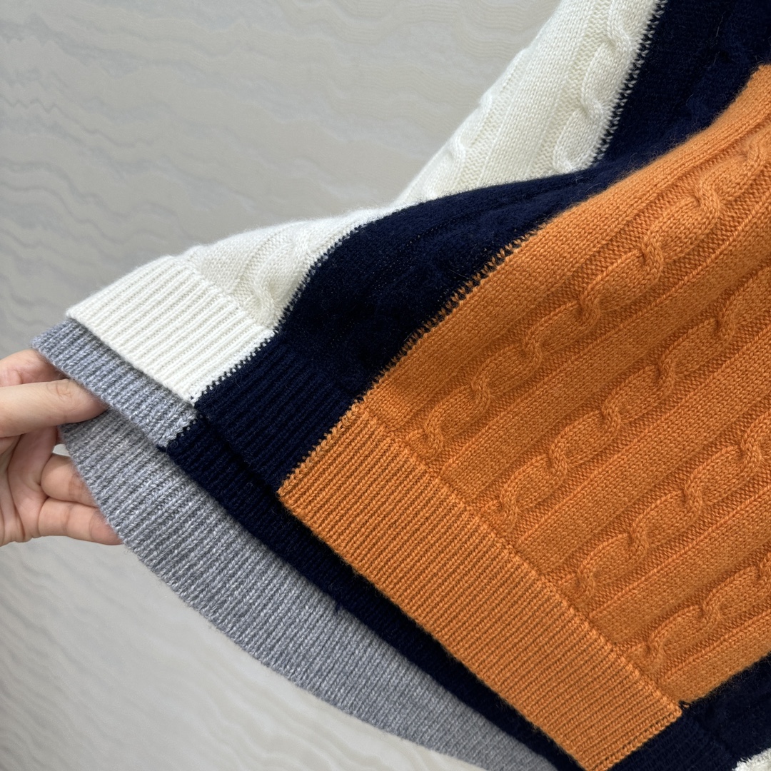 独家首发🍒原单品质！LW高智感穿搭，Josef Albers联名方块世界，气质圆领彩色拼色羊绒毛衣！进口