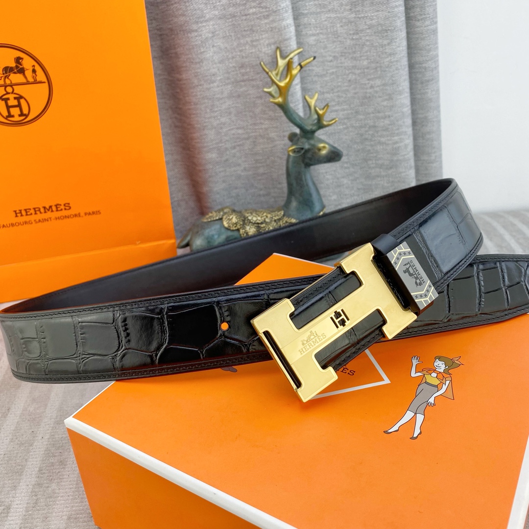爱马仕💕 特种皮腰带系列 ，原厂五金精品不锈钢扣，手感柔软舒适 宽3.8CM。