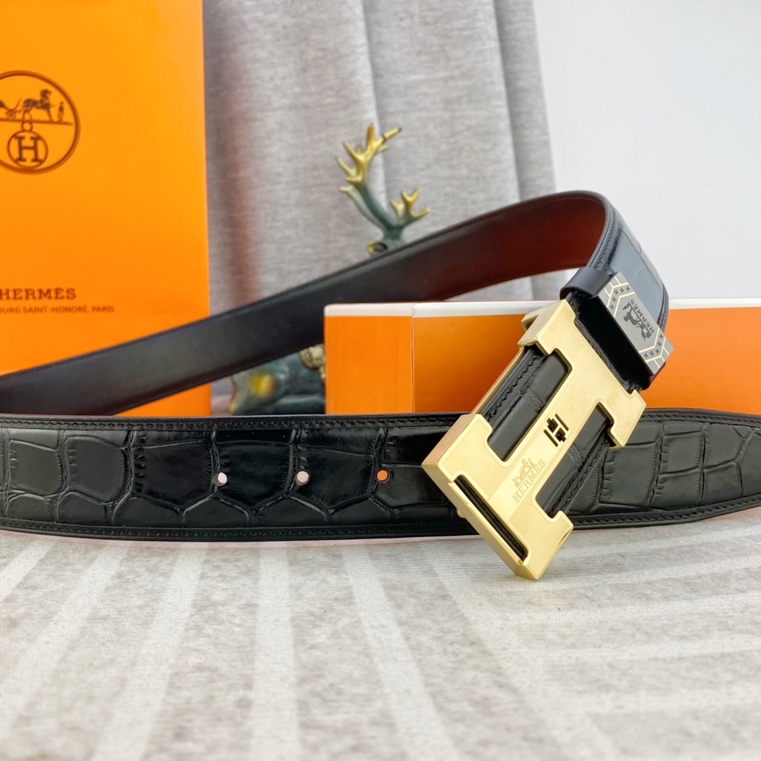 爱马仕💕 特种皮腰带系列 ，原厂五金精品不锈钢扣，手感柔软舒适 宽3.8CM。
