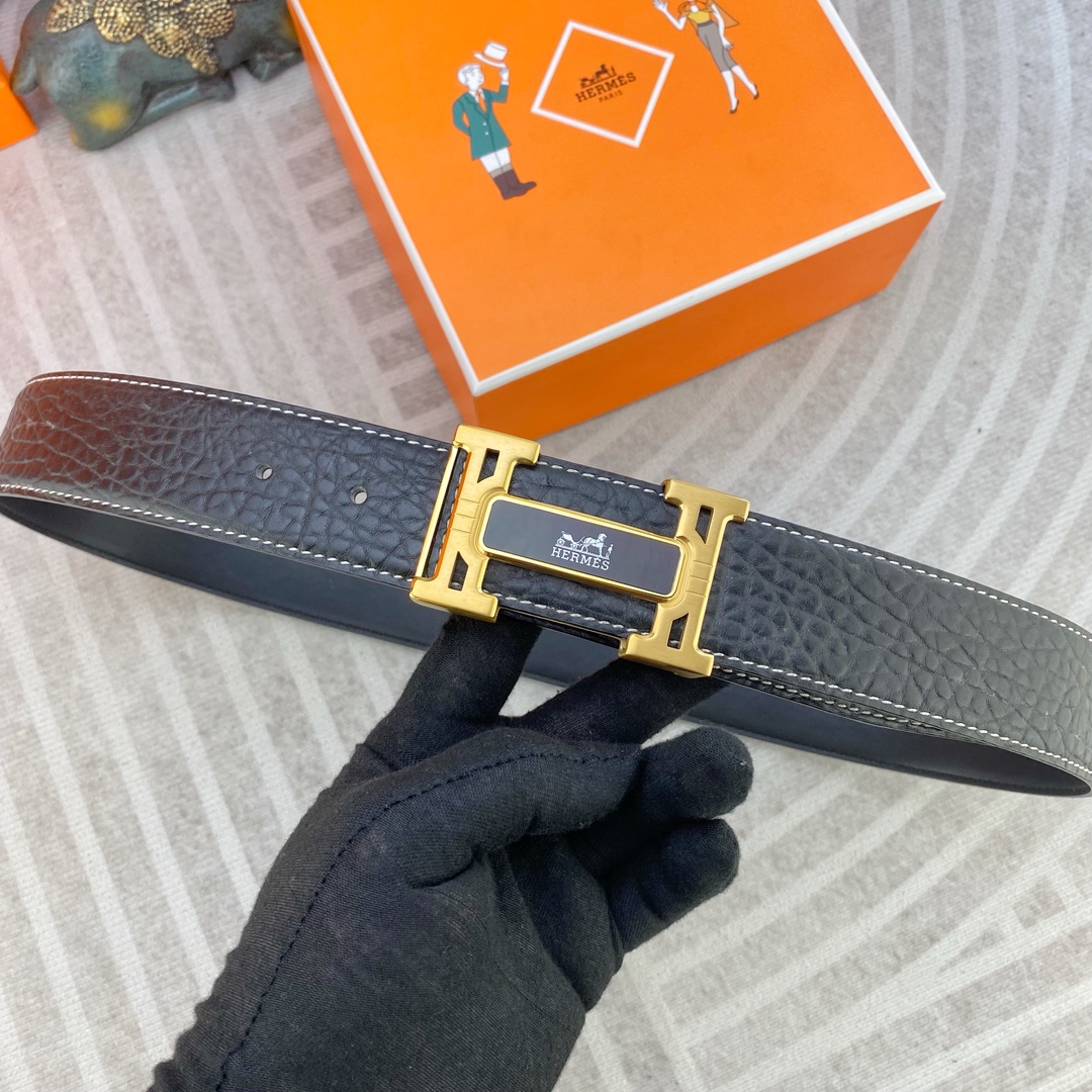 爱马仕💕 特种皮腰带系列 ，原厂五金精品不锈钢扣，手感柔软舒适 宽3.8CM。