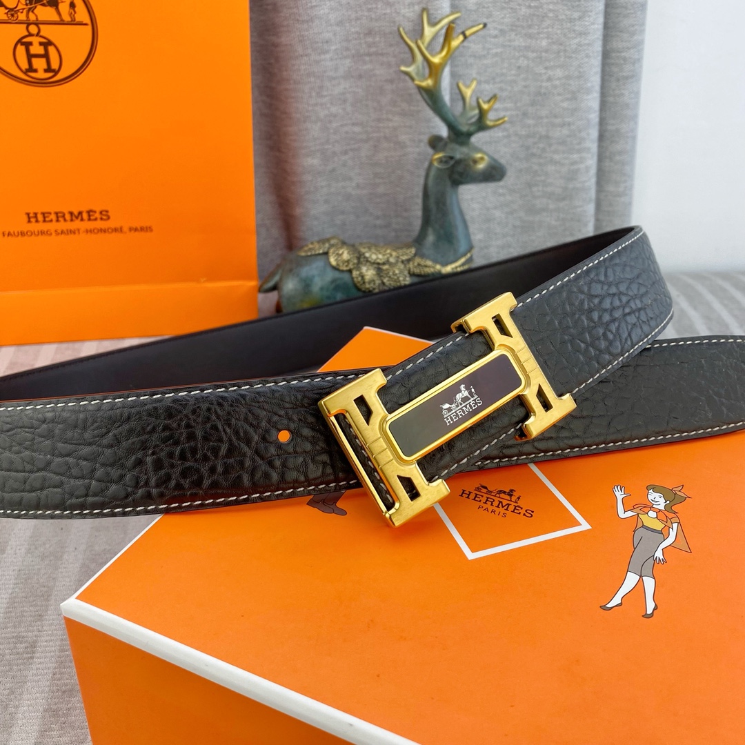 爱马仕💕 特种皮腰带系列 ，原厂五金精品不锈钢扣，手感柔软舒适 宽3.8CM。
