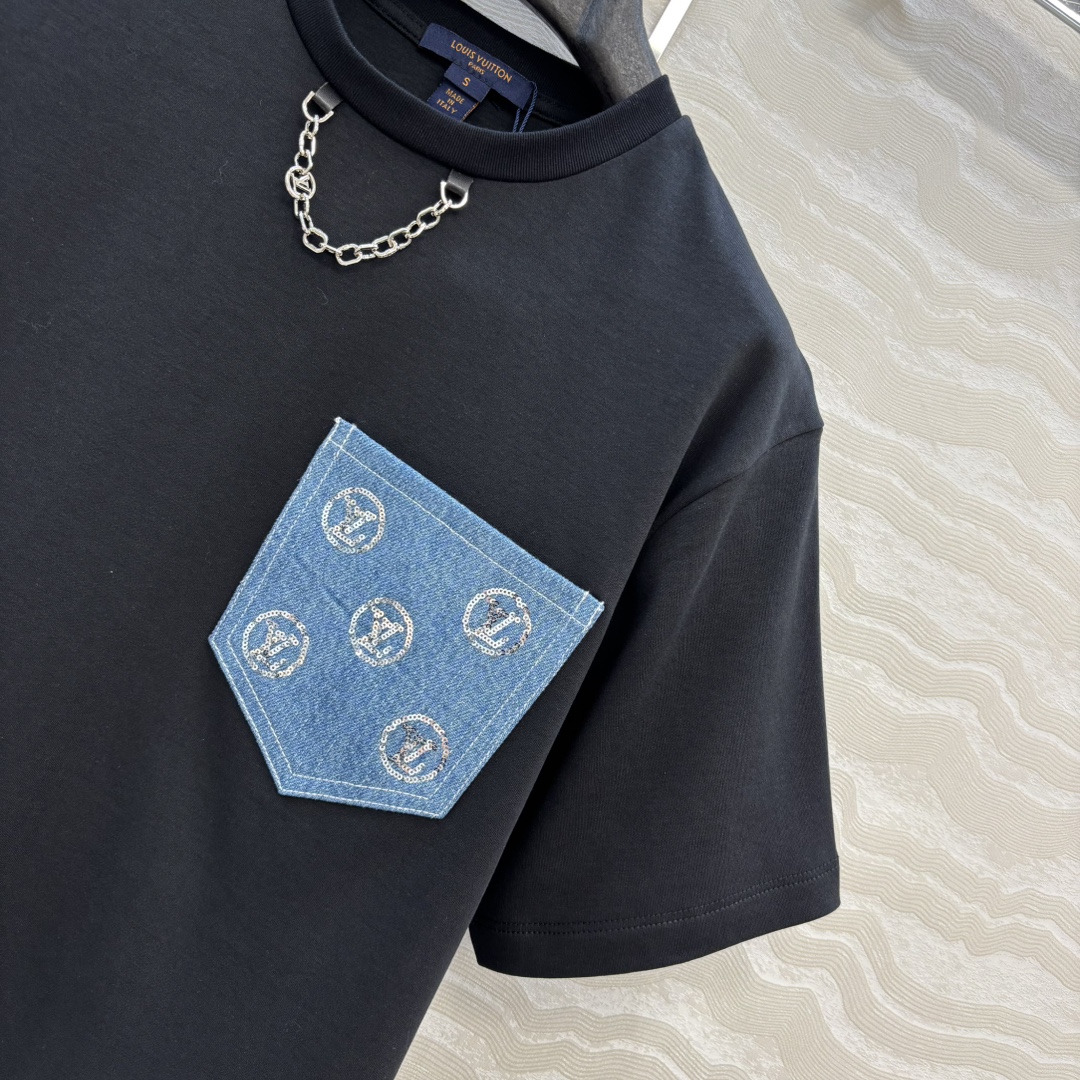 独家首发❤️ 爆单推荐，L秋冬新品Romantique系列，MONOGRAM刺绣珠片logo牛仔贴布口袋