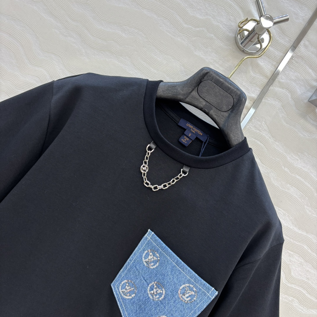 独家首发❤️ 爆单推荐，L秋冬新品Romantique系列，MONOGRAM刺绣珠片logo牛仔贴布口袋