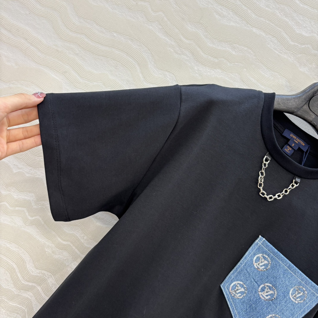 独家首发❤️ 爆单推荐，L秋冬新品Romantique系列，MONOGRAM刺绣珠片logo牛仔贴布口袋