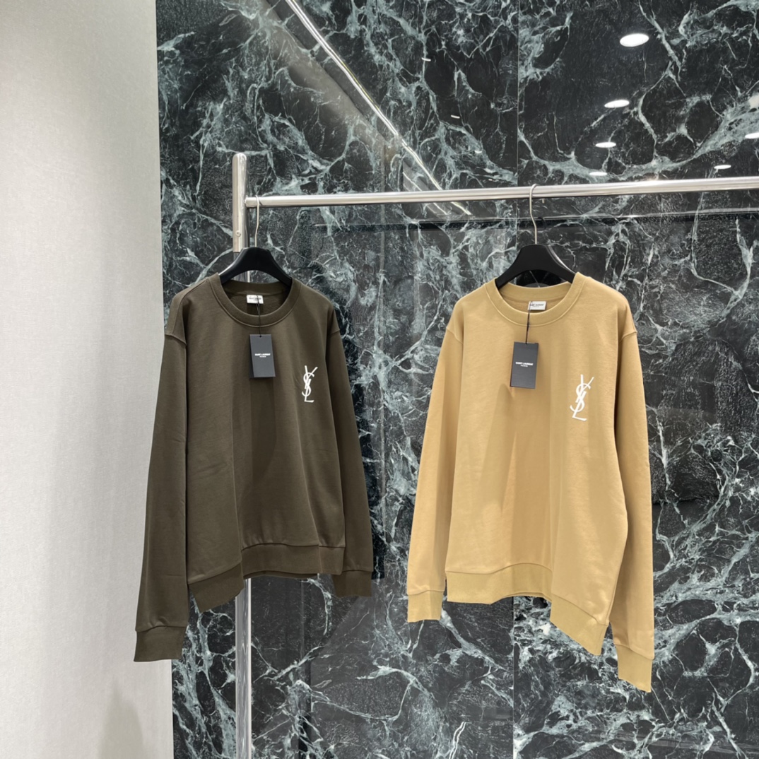 圣罗兰 25秋冬新款 植绒字母圆领卫衣 标志性品牌字母装点胸前彰显时尚富有高级感的品牌风范常青款宽松卫衣