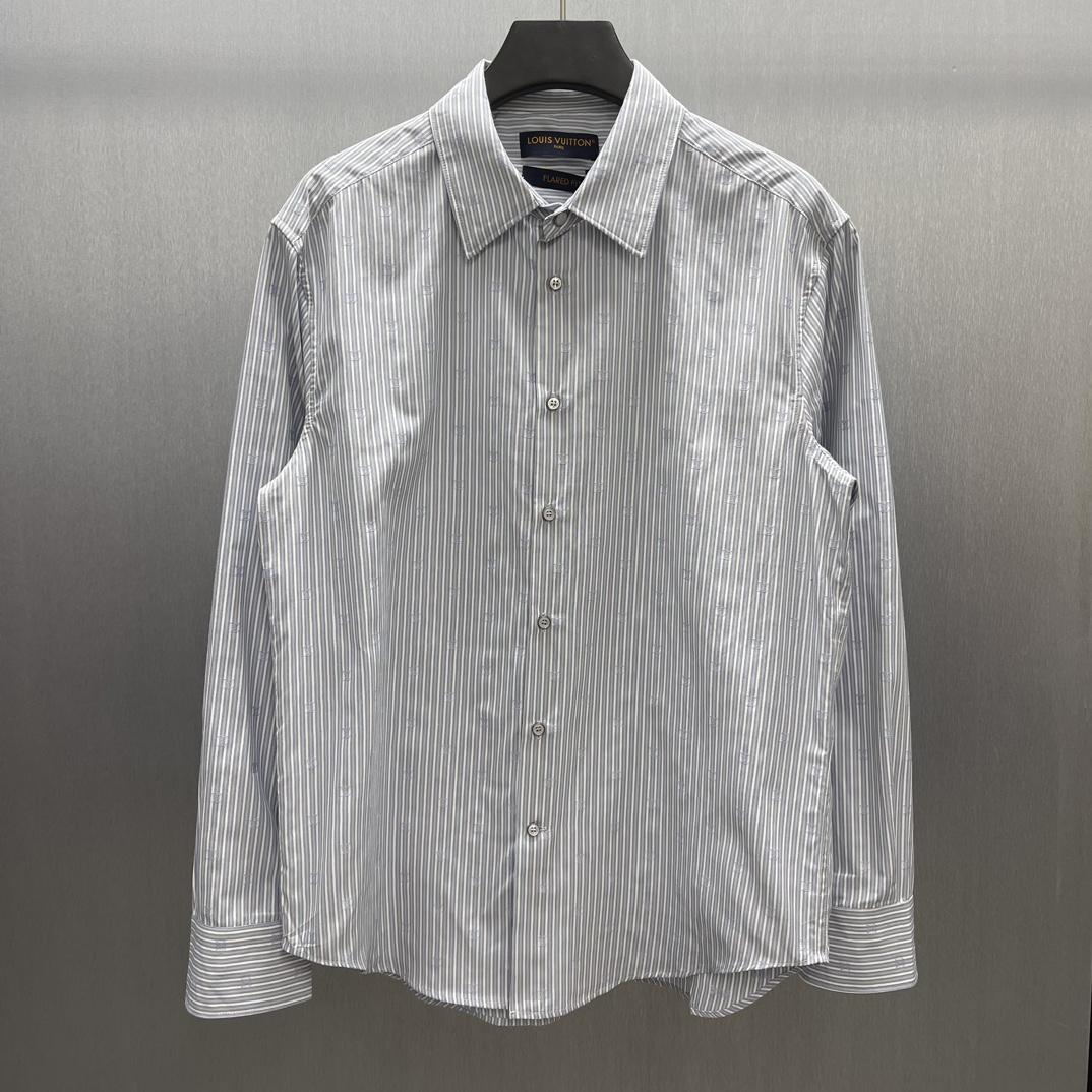 LOUIS VUITTON Striped Long Sleeve Button-Down Shirt, Size S-XL