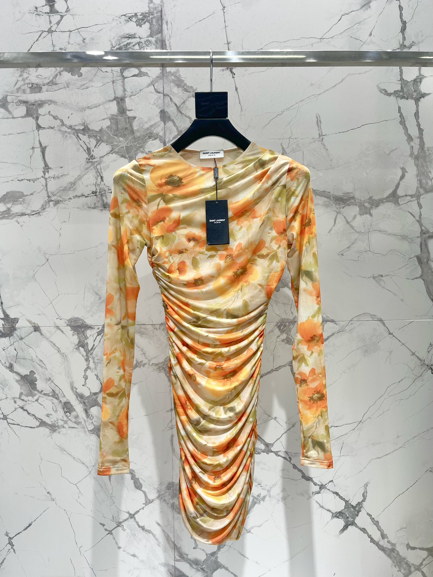 Yves Saint Laurent Printed Mesh Dress – 3D Galaxy Design, Comfortable Fit