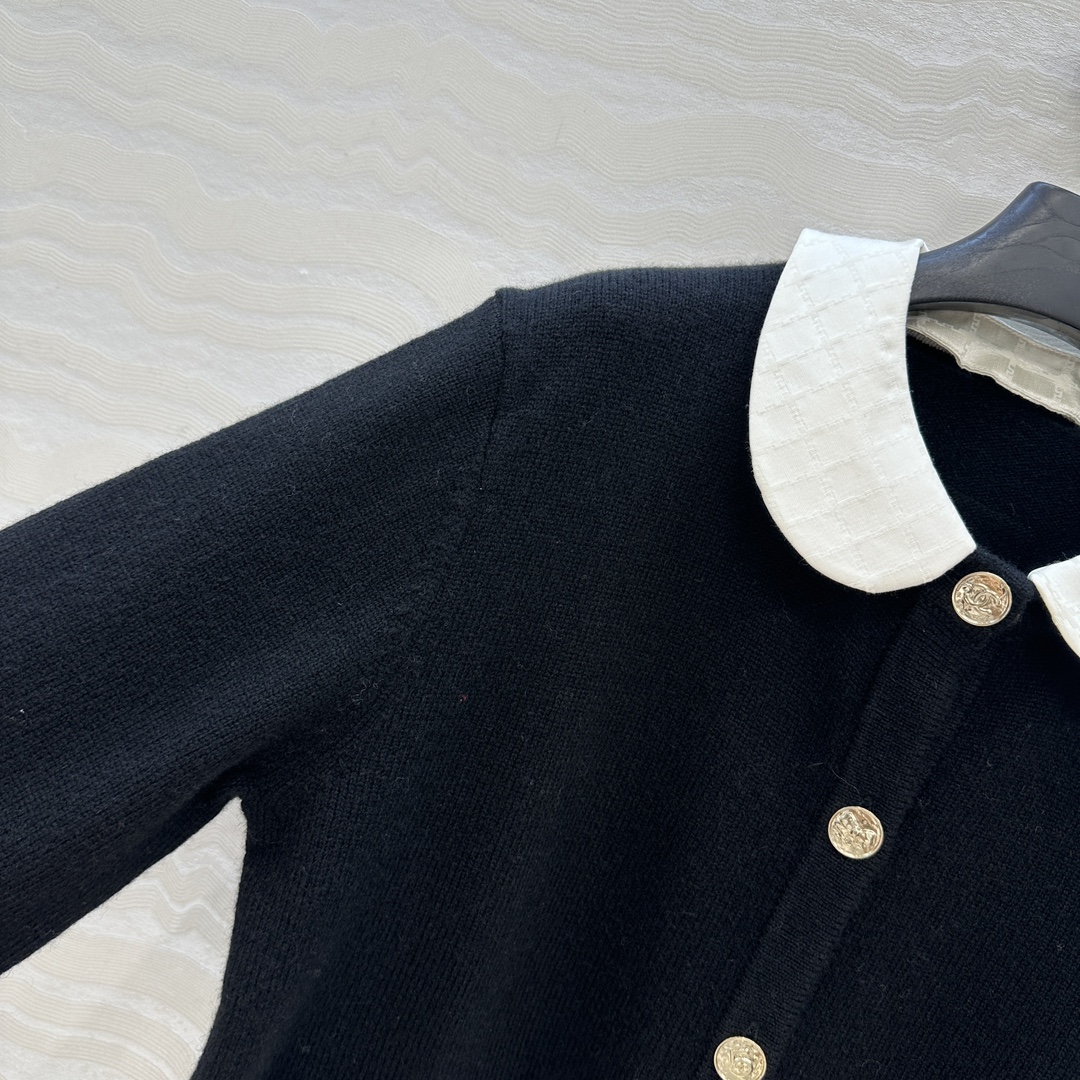 独家首发❤️高端原单品质，Coco25b美少女系列！撞色提花娃娃领小开衫，领子可拆卸，进口羊绒纱线质感细