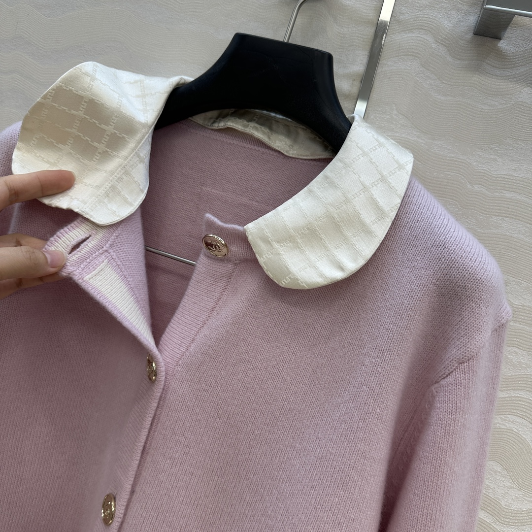 独家首发❤️高端原单品质，Coco25b美少女系列！撞色提花娃娃领小开衫，领子可拆卸，进口羊绒纱线质感细