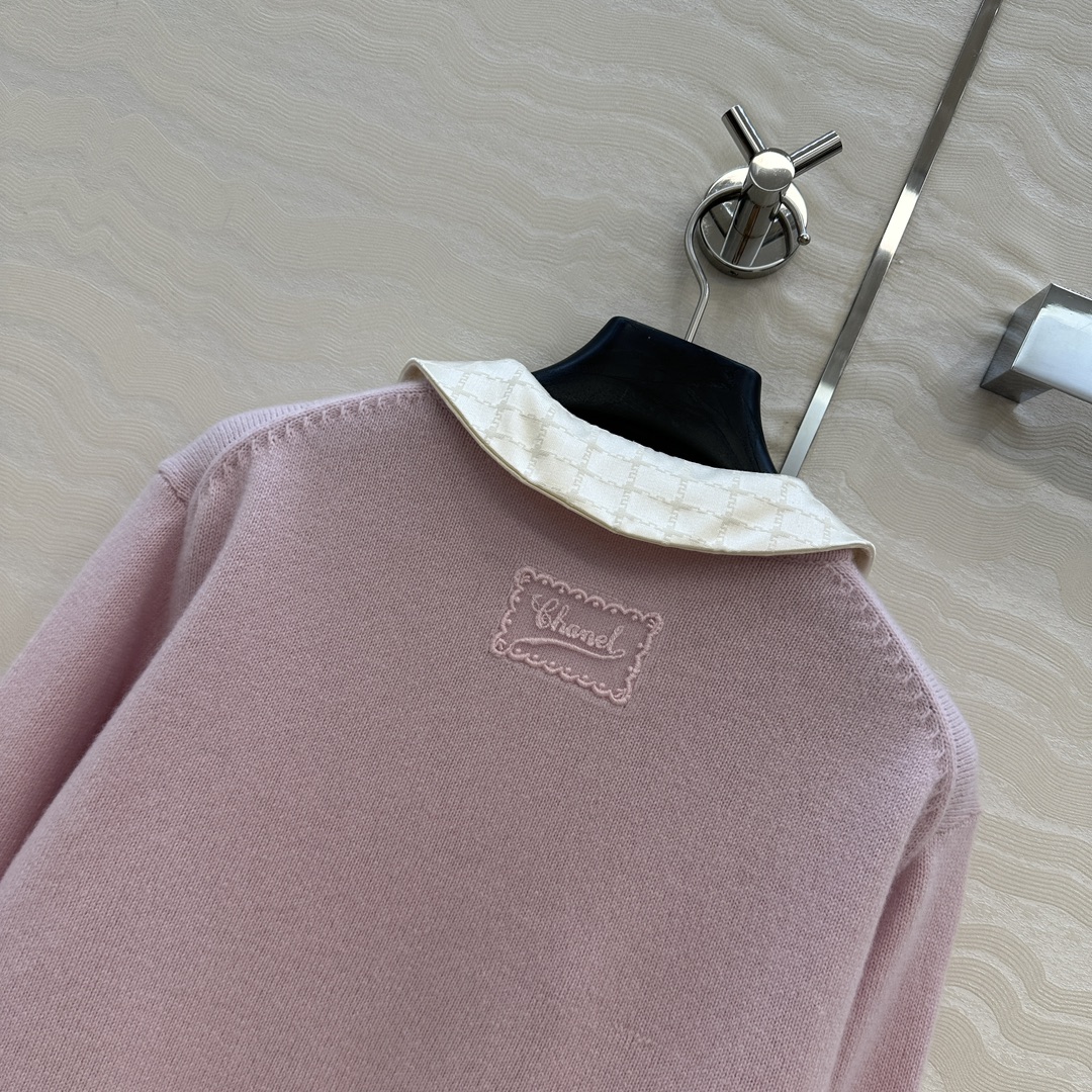 独家首发❤️高端原单品质，Coco25b美少女系列！撞色提花娃娃领小开衫，领子可拆卸，进口羊绒纱线质感细