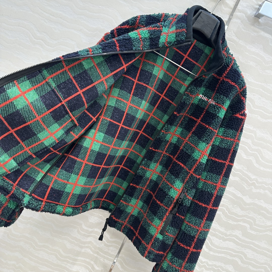 独家首发❤️原单品质，miu系少女学院风穿搭！知识分子时髦风英伦格纹摇粒绒外套！进口色织格纹摇粒太空绒面