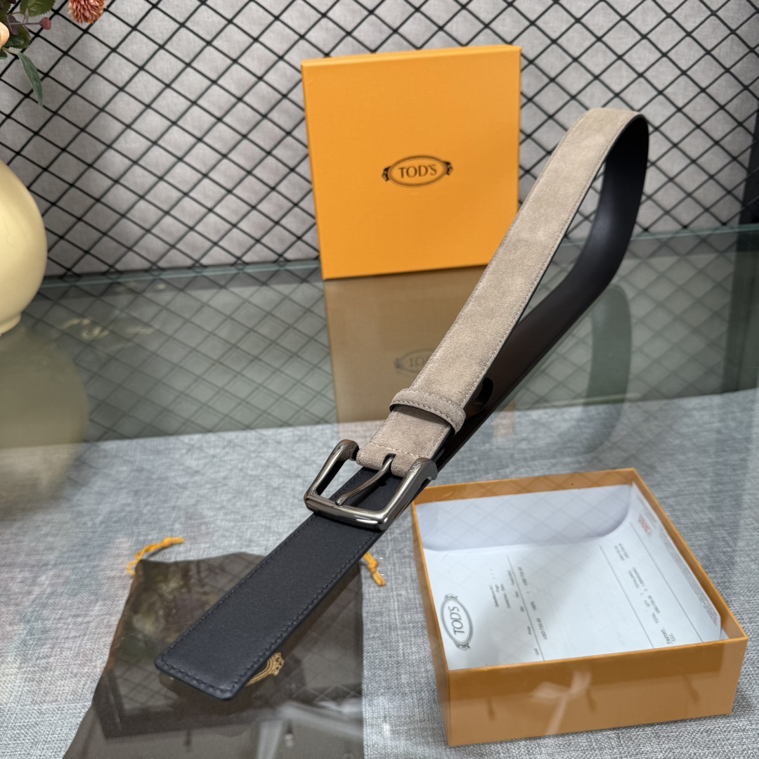 配包装3.5宽TODS家早春新品男士腰带经典T字扣设计，经典耐看！原版开模。