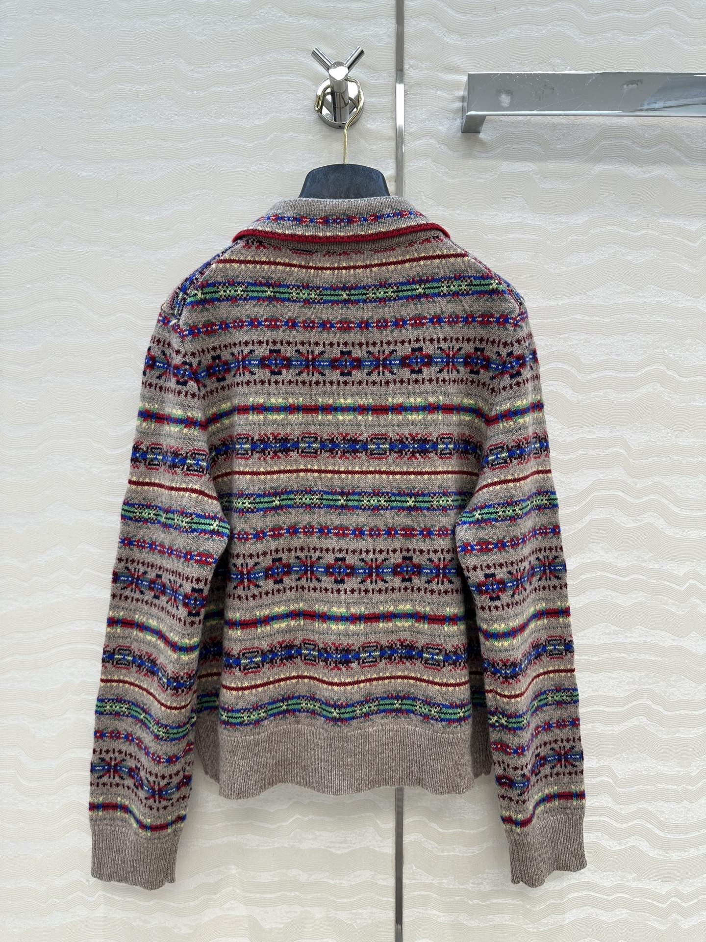 独家首发❤️原单品质❤️RL浓郁美式风，费尔岛嵌花羊毛小翻领外套，满满的北欧度假风🎀定位色彩嵌花图案！拥