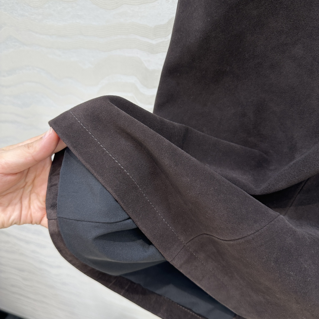 独家首发❤️高端品质，Row风意式高奢老钱风穿搭！最佳单品绒面羊皮长半裙，进口100%麂皮绒小羊皮 软糯