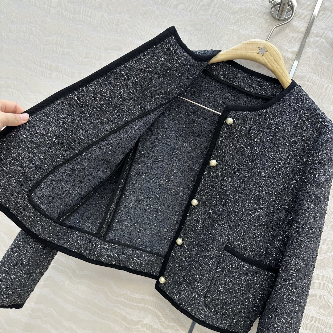 独家首发❤️高端原单品质!认准我家100%真丝里衬。Miss D 25秋冬新品限定灰金经典箱型圆领西装小